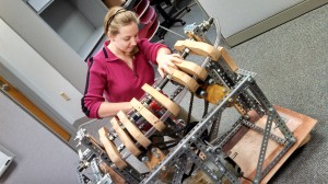 Rose-Hulman student, Melissa Montgomery, working on the simulator. 