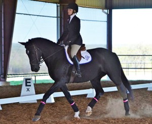 Look closely and you can see Ella's left hock is bandaged during her return to competition. Image courtesy of TCU Athletics. 