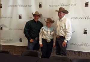 2014 Kentucky Reining Cup medalists: Shawn Flarida (gold), Mandy McCutcheon (silver), and Jordan Larson (bronze). 