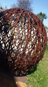 The "Horseshoe Globe" features tags from international exhibitors who have competed at the Kentucky Horse Park.