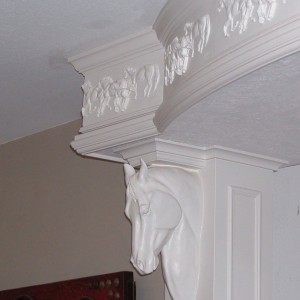 Horse Head Corbels with horse moulding. Photo courtesy of Marrita, Inc.