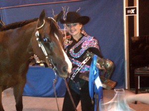Western Pleasure 16-18 Youth World Champion - Lacey Olejar on Certainly A Charlie. Photo courtesy of Litty Olejar. 