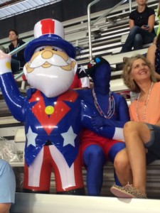 Team USA manager Suzy Jeane brought her Uncle Sam to watch the competition today! Photo courtesy of Ali Fratessa.