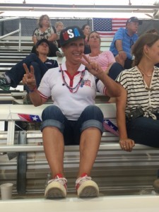 TEAM USA MANAGER SUZY JEANE showing her team spirit! Photo courtesy of Ali Fratessa.