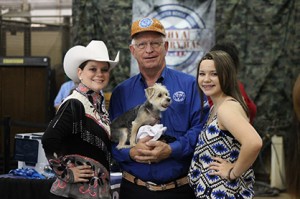 Monica and Kaylee Hamm pose with "Grandpa," Vernon Habighorst. 