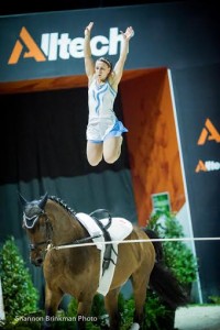 Alisa Schmidt of Chilliwack, BC finished out the FEI World Female Individual Vaulting Championship in 32nd position on September 3.   Photo Credit: Shannon Brinkman Photo