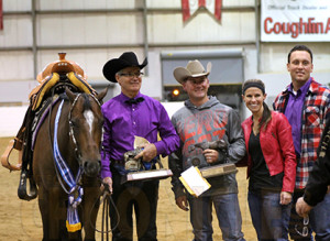 Ernest Branson with daughter Courtney Archer, trainer/son-in-law Dave Archer, and friend Danny Desmond.