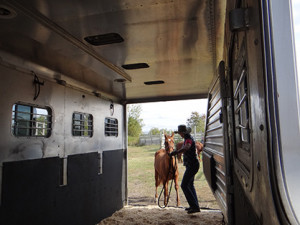 Loading inside trailer shot