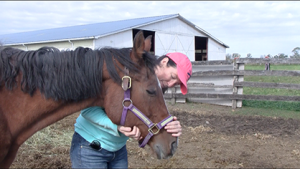 Touching photo of new owner and adotped horse