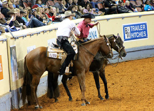 Gil Galyean and Rusty Green share a handshake during the awards ceremony.