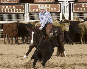 first champion of the 2014 NCHA Futurity, Chris Hanson & Metallic Mandy, owned by John and Hope Mitchell, won the John Deere Open.