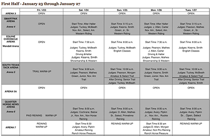2015 AZ. Sun Circuit Arena Schedule