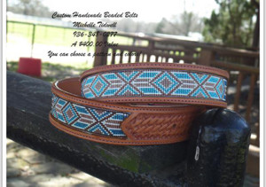 A custom beaded belt from Michelle Tidwell. Buyer chooses colors, designs and size.