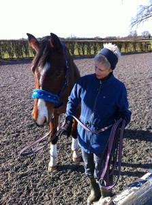 Barbara Schofield - with Figaro after the accident.