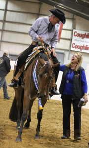 Rusty Green and Rock County Kid after winning Green Western Pleasure at the 2014 Quarter Horse Congress.