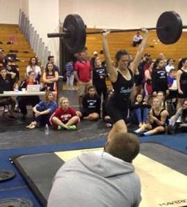 Kaitlyn at a recent weightlifting competition. 