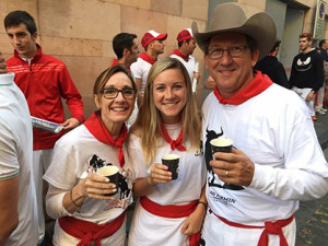 Terri, Rylie, and Joe Carter at the Running of the Bulls. All photos provided by Dr. Joe Carter.
