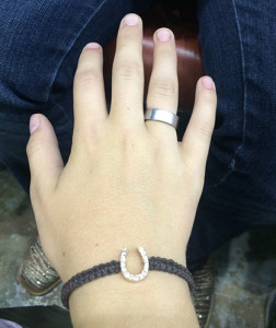Claire McDowall's good luck ring and bracelet