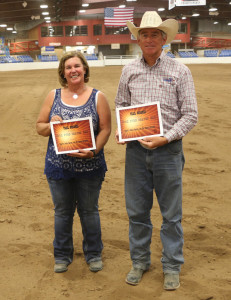 Kim Laser and Gary Roberts both won a 100X pure beaver hat from Shorty's Caboy Hattery in the Ranch Riding/Ranch Trail Lucky Exhibitor Award.