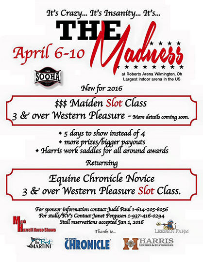 Returning Equine Chronicle Novice 3 and Over WP Slot Class and NEW Maiden Slot Class Coming to 2016 The Madness