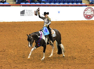 Erin Bradshaw with John Simon winning the Classic Amateur Junior Western Pleasure.