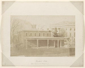 Walker, Lewis E, photographer. President's stables White House in the background. [Between and 1858, 1857] Image. Retrieved from the Library of Congress, .