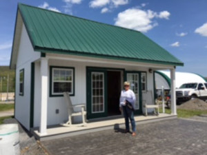 Newly constructed Stall office & Darlene Confer, General Manager of Centre County Grange Equine Park.