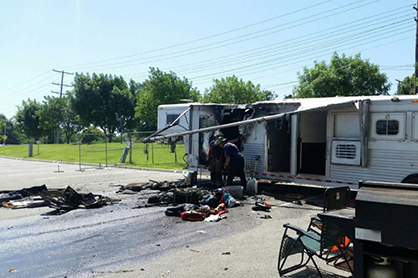 Living Quarters Horse Trailer Catches Fire During Pinto World Show