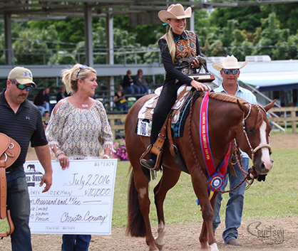 Equine Chronicle Western Pleasure Super Sires Winners are Aubrey Alderman, Becky Galyean, and Nancy Ditty