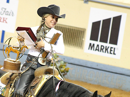 Returning World Champ, Tricia Sarchett, Wins Amateur Ranch Riding With Blazing N My Boomers