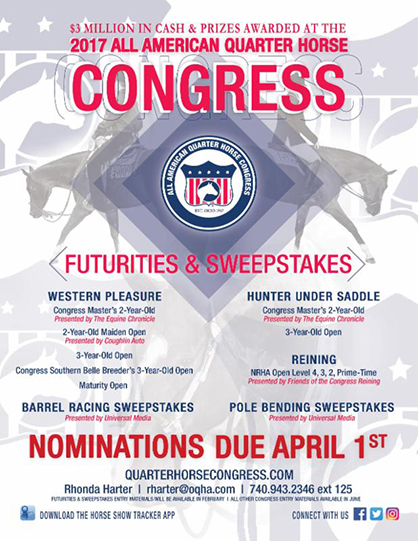 $3 Million in Cash! Nominations For All American QH Congress Futurities Due April 1st