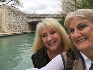Cece Campbell and Chsri Hocutt enjoying the San Antonio Riverwalk. 
