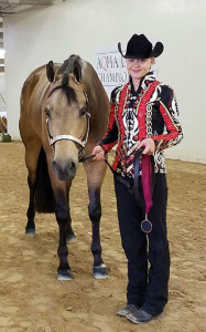 Paige Benson with One Steady Promis, finalist in 14-18 Showmanship out of 46 competitors.