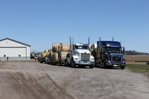 An April 7th convoy loading up. Photo courtesy of Lynn Kamps.