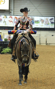 Hillary Roberts with a 3-year-old Sid at the 2015 NSBA World Show, the year he was named NSBA Horse of the Year. 