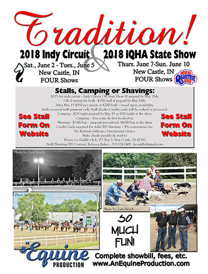 2018 Indy Circuit and IQHA State Shows- 8 Shows, 1 Location