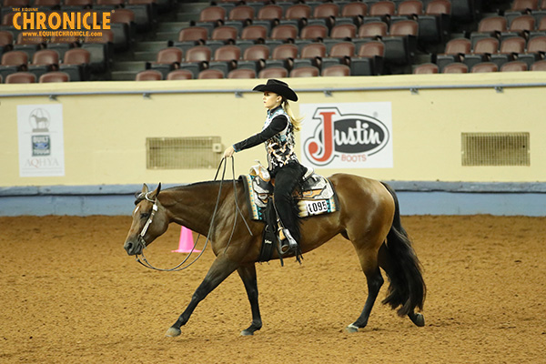 Taylor Searles and Hereicomagain Win AQHA Youth World 14-18 Western Pleasure AND Western Riding