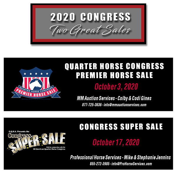 2020 All American Quarter Horse Congress to Offer Two Great Horse Sales
