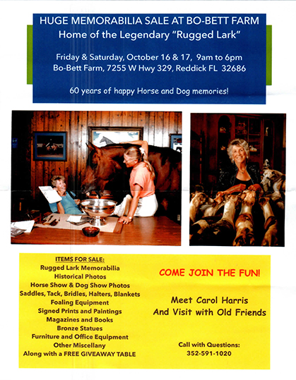 Memorabilia Sale at Bo-Bett Farm This October