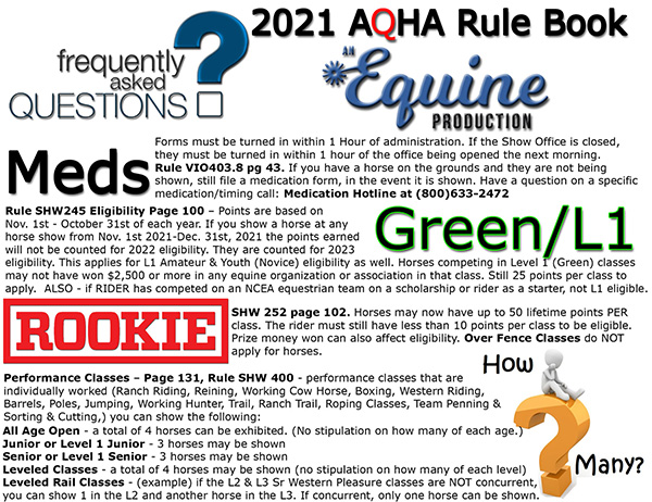 2021 AQHA Rulebook FAQs from AEP