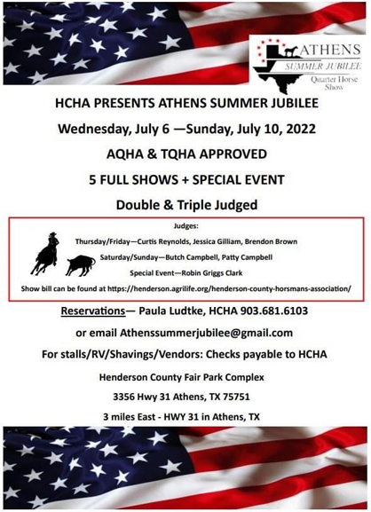 HCHA Presents Athens Summer Jubilee Quarter Horse Show