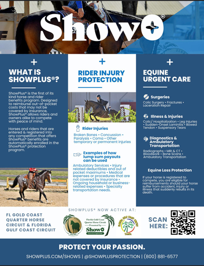 All Horses/Riders at Florida Gold & Gulf Coast Shows To Be Protected with ShowPlus®