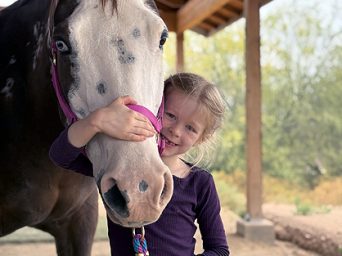 Bella Comes Full Circle with Ella:  21YO APHA Mare Zippabella returns to the show pen with 6 YO Ella Burns.