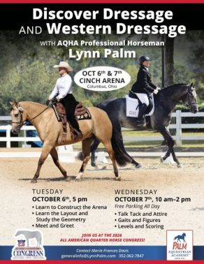 Lynn Palm to Present Discover Dressage and Western Dressage at All American Quarter Horse Congress