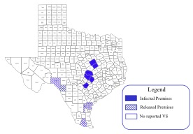 To Date, 58 Premises in 12 Texas Counties Confirmed With Vesicular Stomatitis