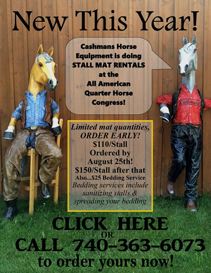 New For 2016: Stall Mat Rentals at All American Quarter Horse Congress