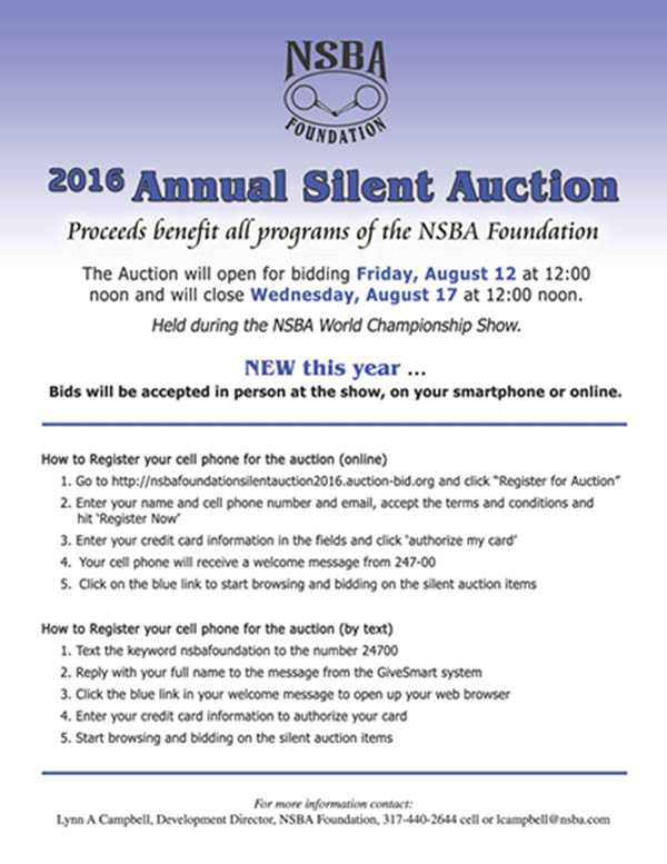 Now Bid by Text or Online For NSBA Foundation Silent Auction