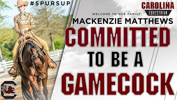Mackenzie Matthews Commits to SC Equestrian Team