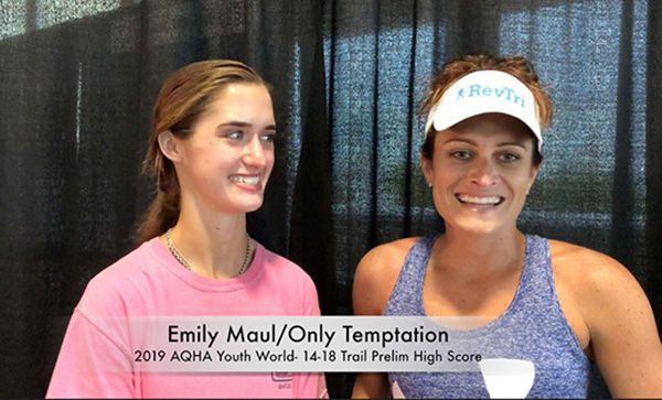 Emily Maul/Only Temptation Claim Highest Score in 14-18 Trail Prelims at AQHA Youth World