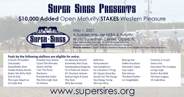 Super Sires Announces Addition of Open Maturity Stakes WP at A Sudden Impulse Futurity